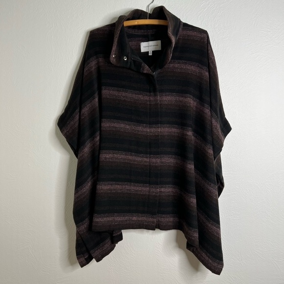 Cupcakes and Cashmere Women's Black Tan Striped Stevie Blanket Coat Size… - Picture 1 of 12
